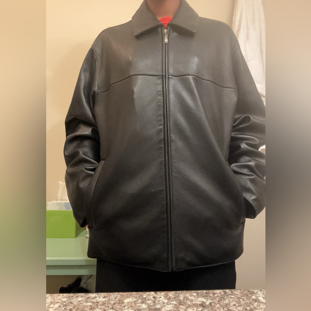 Claiborne Outwear Authentic Leather XL/EXG Jet Black Coat